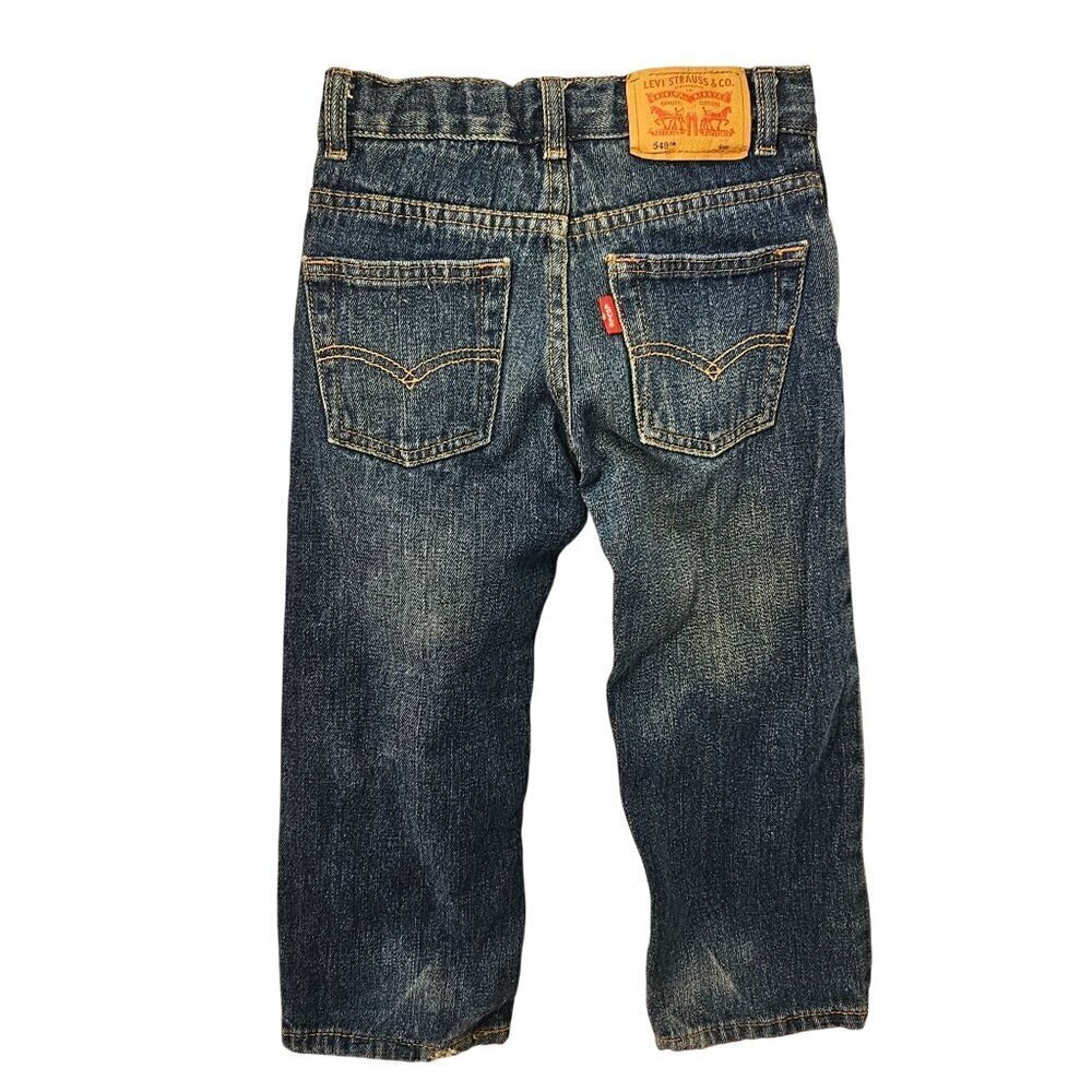 Levis 549 Boys Relaxed Fit Jeans Size 4 Blue Ramie Cotton Denim Adjustable Waist